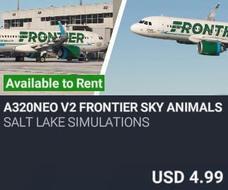 A320neo v2 Frontier Sky Animals Livery Pack 2 by salt lake simulations. USD $4.99
