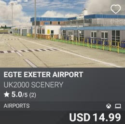 EGTE Exeter Airport by UK2000 Scenery. USD $14.99