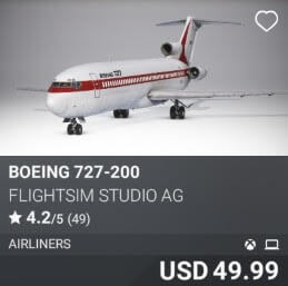Boeing 727-200 by FlightSim Studio AG. USD $49.99
