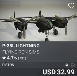 P-38L Lightning by FlyingIron Sims. USD $32.99