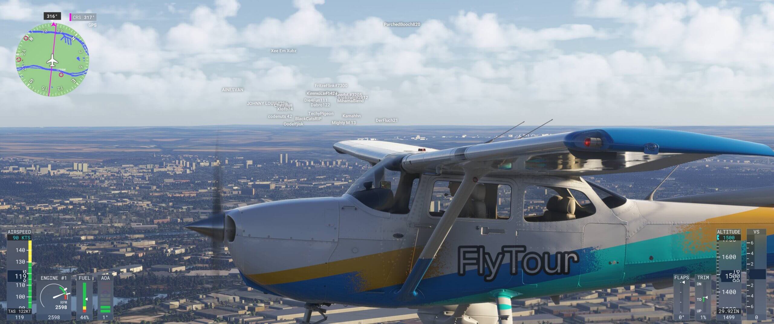 A Cessna 172 cruises