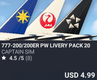 777-200/200ER PW Livery Pack 20 by Captain Sim. USD $4.99
