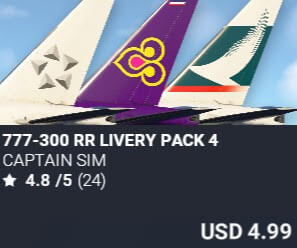 777-300 RR Livery Pack 4 by Captain Sim. USD $4.99