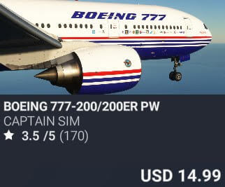 Boeing 777-200/200ER PW by Captain Sim. USD $14.99