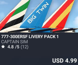 777-300ERSF Livery Pack 1 by Captain Sim. USD $4.99