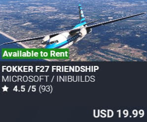 Fokker F27 Friendship by Microsoft / iniBuilds. USD $19.99