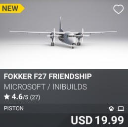 Fokker F27 Friendship by Microsoft / iniBuilds. USD $19.99