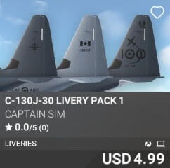 C-130J-30 Livery Pack 1 by Captain Sim. USD $4.99