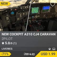 NEW COCKPIT A310 CJ4 CARAVAN BLACK by 2PILOT. USD $6.99 (on sale for 1.99)