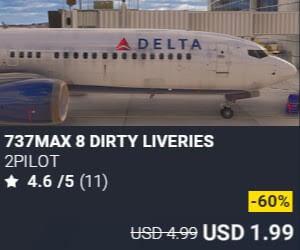 737MAX 8 DIRTY LIVERIES by 2PILOT. USD $4.99 (on sale for 1.99)