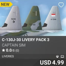 C-130J-30 Livery Pack 3 by Captain Sim. USD $4.99