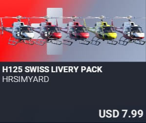 H125 Swiss Livery Pack by HRSimYard. USD $7.99