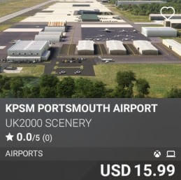 KPSM Portsmouth Airport by UK2000 Scenery. USD $15.99