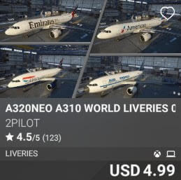 A320NEO A310 WORLD LIVERIES 01 by 2PILOT. USD $4.99