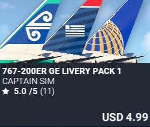 767-200ER GE Livery Pack 1 by Captain Sim. USD $4.99
