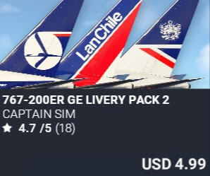 767-200ER GE Livery Pack 2 by Captain Sim. USD $4.99