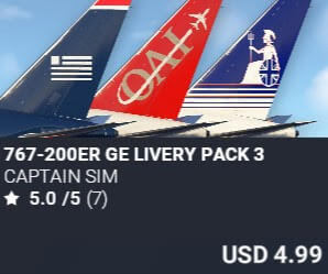 767-200ER GE Livery Pack 3 by Captain Sim. USD $4.99