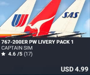 767-200ER PW Livery Pack 1 by Captain Sim. USD $4.99