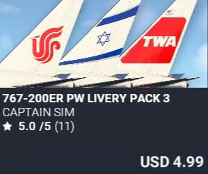 767-200ER PW Livery Pack 3 by Captain Sim. USD $4.99