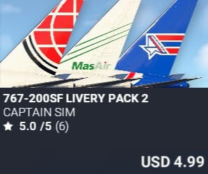 767-200SF Livery Pack 2 by Captain Sim. USD $4.99