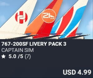 767-200SF Livery Pack 3 by Captain Sim. USD $4.99