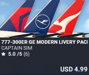 777-300ER GE Modern Livery Pack by Captain Sim. USD $4.99
