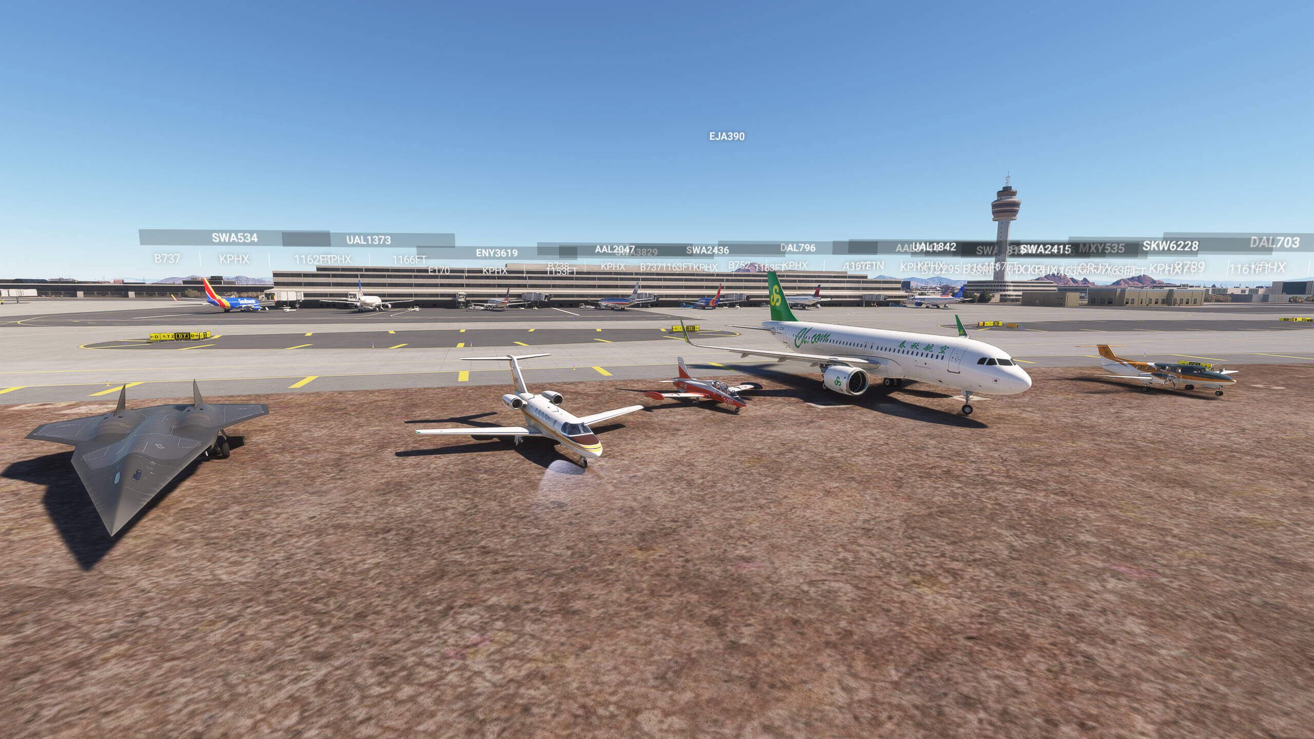 Aircraft parked up on an airport apron