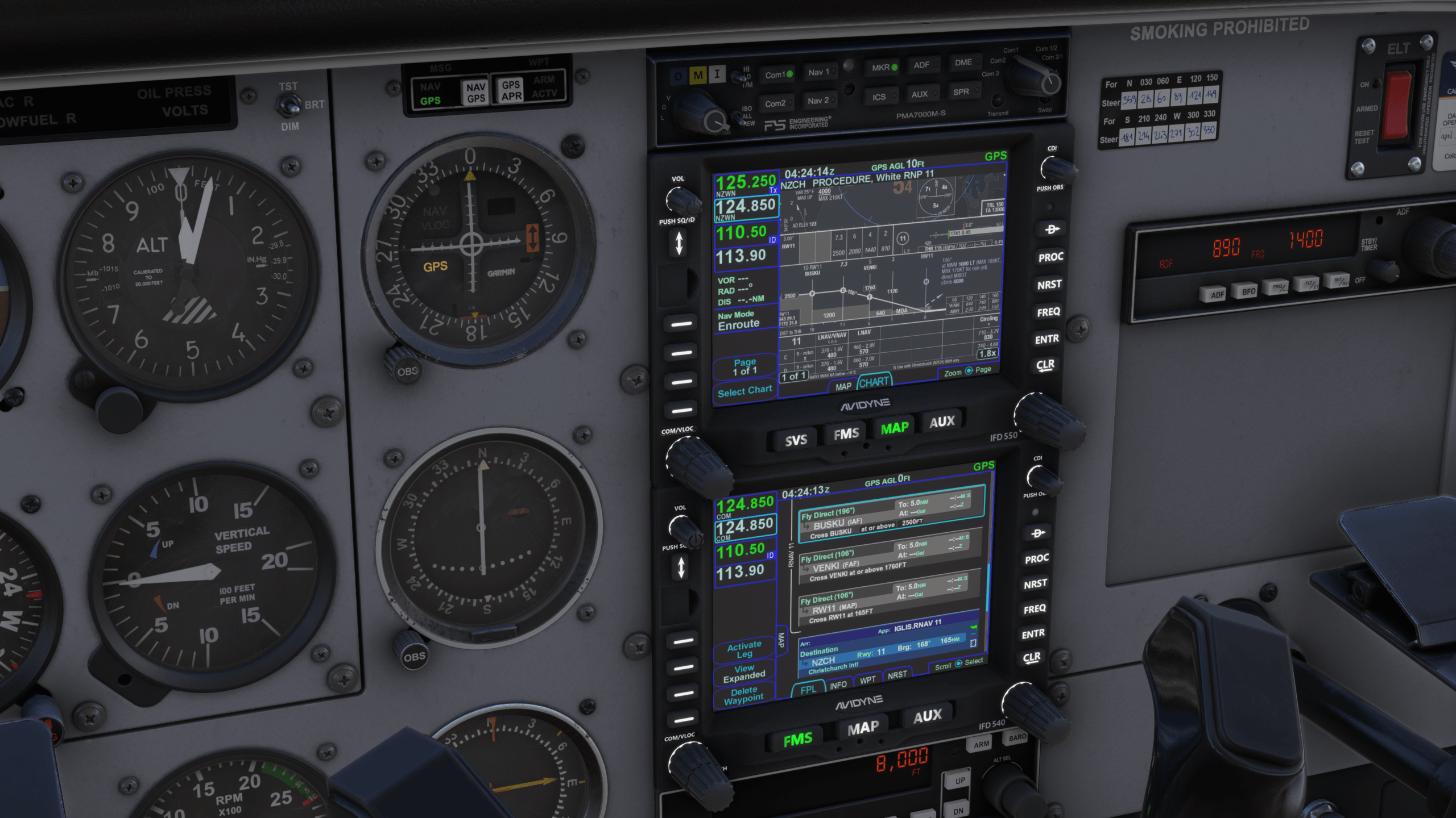 A close up shot of aircraft avionics.