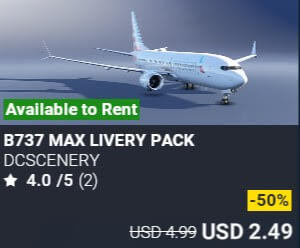 B737 Max Livery Pack by dcscenery. USD $4.99 (on sale for 2.49)