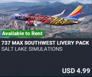 737 Max Southwest Livery Pack by Salt Lake Simulations. USD $4.99