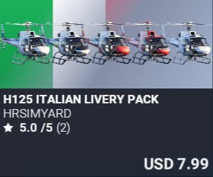 H125 Italian Livery Pack by HRSimYard. USD $7.99