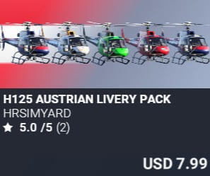 H125 Austrian Livery Pack by HRSimYard. USD $7.99