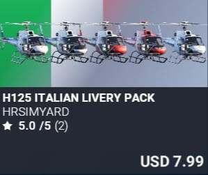 H125 Italian Livery Pack by HRSimYard. USD $7.99