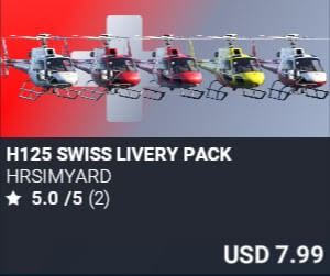 H125 Swiss Livery Pack by HRSimYard. USD $7.99