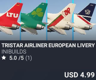 TriStar Airliner European Livery Pack by iniBuilds. USD $4.99