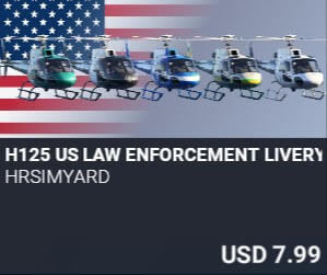 H125 US Law Enforcement Livery Pack by HRSimYard. USD $7.99