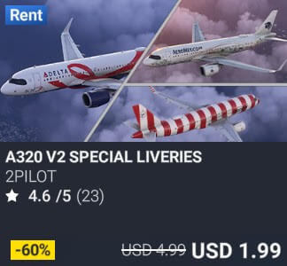 A320 V2 SPECIAL LIVERIES by 2PILOT. USD $4.99 (on sale for 1.99)