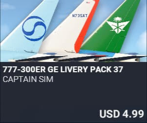 777-300ER GE Livery Pack 37 by Captain Sim. USD $4.99
