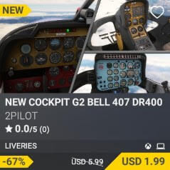 NEW COCKPIT G2 BELL 407 DR400 by 2PILOT. USD $5.99 (on sale for 1.99)
