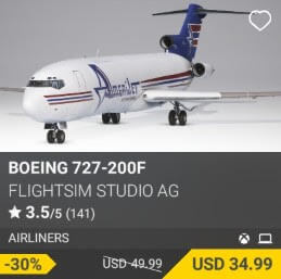 Boeing 727-200F by FlightSim Studio AG. USD $49.99 (on sale for 34.99)