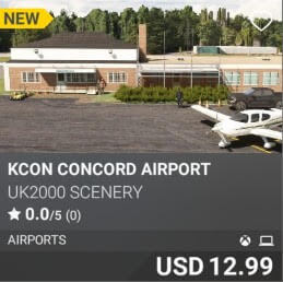 KCON Concord Airport by UK2000 Scenery. USD $12.99