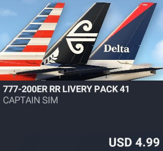 777-200ER RR Livery Pack 41 by Captain Sim. USD $4.99