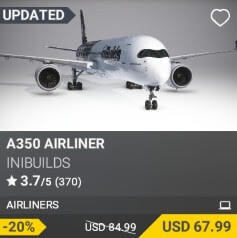 A350 Airliner by iniBuilds. USD $84.99 (on sale for 67.99)