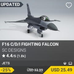 F16 C/D/I Fighting Falcon by SC Designs. USD $33.99 (on sale for 25.49)