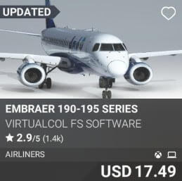 Embraer 190-195 Series by Virtualcol FS Software. USD $17.49
