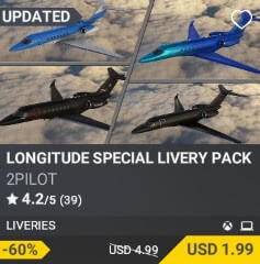 LONGITUDE SPECIAL LIVERY PACK 02 by 2PILOT. USD $4.99 (on sale for 1.99)