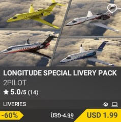 LONGITUDE SPECIAL LIVERY PACK 01 by 2PILOT. USD $4.99 (on sale for 1.99)