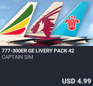 777-300ER GE Livery Pack 42 by Captain Sim. USD $4.99