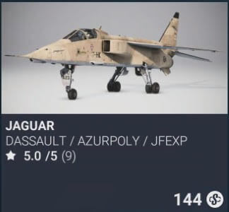 Jaguar by Dassault / Azurpoly / JFEXP. 144 Simverse coins