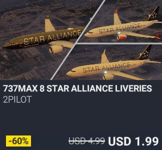 737MAX 8 STAR ALLIANCE LIVERIES by 2Pilot. USD $4.99 (on sale for 1.99)